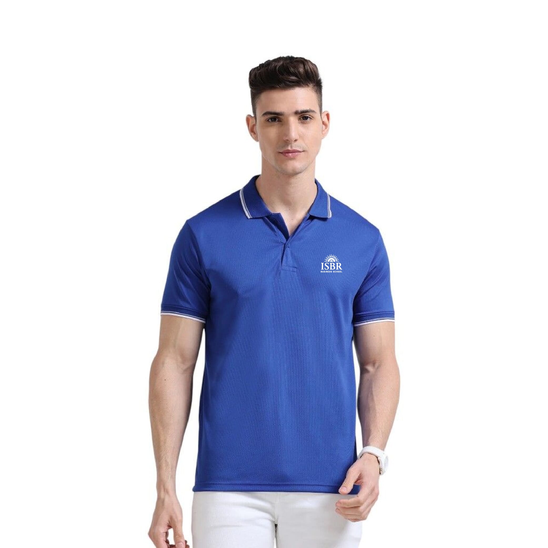 Greys&Blues PrimoKnit Polo Tshirt- Royal Blue with White Tipping